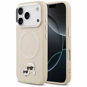 Karl Lagerfeld Karl & Choupette ženkliukų magnetinis dėklas telefonui iPhone 17 Pro Max - smėlinis