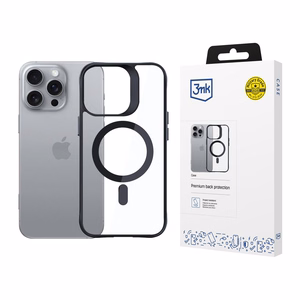 Чехол 3mk Satin Armor MagCase с MagSafe для iPhone 16 Pro - прозрачный с чёрной рамкой