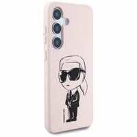 Karl Lagerfeld silikoninis grafiti Ikonik logotipas su magnetiniu Samsung Galaxy S25 dėklas rožinis