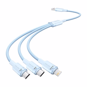 USB 2.0 A-3in1 3A kabelis Vention CTPLG 1,5 m (mėlynas)