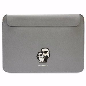 Karl Lagerfeld Saffiano Karl&Choupette dėklas 16" nešiojamam kompiuteriui - sidabrinis