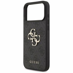 Guess PU 4G Metal Logo dėklas Apple iPhone 18 Pro Max, pilkas