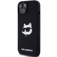 Karl Lagerfeld Silikoninis Choupette Head Magnetinis dėklas telefonui iPhone 15 Plus / 14 Plus – juodas