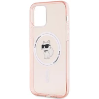 Karl Lagerfeld IML Choupette Magnetinis dėklas iPhone 12/12 Pro - rožinis