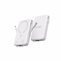 Tech-Protect LifeMag PB31 išorinė baterija su MagSafe 10000mAh 15W USB-C / USB-A / įmontuotu USB-C / Lightning kabeliais - balta
