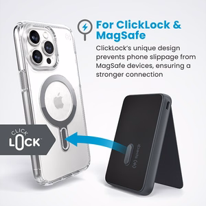 Speck StandyBank + ClickLock 5 000 mAh magnetinė išorinė baterija su atrama, iki 15 W belaidis įkrovimas, suderinama su MagSafe, juoda