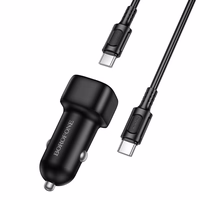 Automobilinis įkroviklis Borofone BZ34B 38W USB-C/USB-A + USB-C to USB-C cable 1.0m juodas