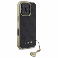 Guess 4G Charms Kolekcijos dėklas iPhone 16 Pro - juodas