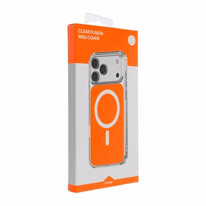 Case for iPhone 17 Pro Max / 18 Pro Max (low camera edge) Clear Fusion Mag Cover compatible with MagSafe hermes orange