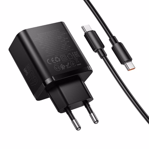 telefono įkroviklis Hoco 2x USB C + USB A QC3.0 PD 3A 65W + duomenų laidas USB C to USB C N75 juodas