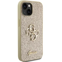 Guess Glitter Script Big 4G dėklas telefonui iPhone 15 - auksinė
