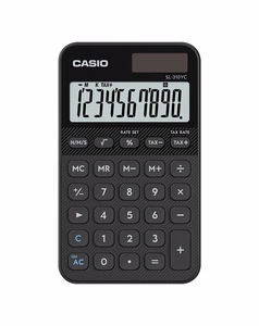 Skaičiuotuvas Casio SL-310YC-BK su baterijomis ir saulės energija, juodos spalvos
