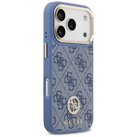 Guess 4G Strass Logo & Big Strap Metal Buttons Magnetinis dėklas telefonui iPhone 17 Pro - mėlynas
