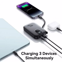 Power Bank Joyroom "JR-PBF18" juodas 10000mAh 22.5W (PD / QC3.0) + integruotas Lightning laidas + Type-C laidas