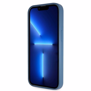 Guess GUHCP15LP4TDSCPB iPhone 15 Pro 6.1" mėlynas kietasis dėklas su pečių juosta 4G metaliniu logotipu