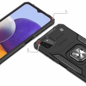 Wozinsky Žiedinis apsauginis dėklas su stovu tvirtas sidabrinis Samsung Galaxy A22 4G