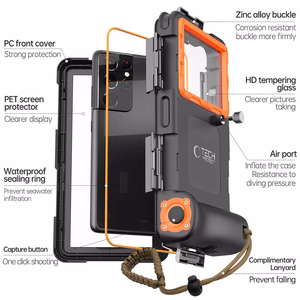 TECH-PROTECT IPX8 UNIVERSAL NARDYMO VANDENIUI ATSPARUS DĖKLAS JUODAS/ORANŽINIS