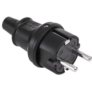 2237 vokiško tipo guminis kištukas, 16 A, 250 V, IP44, juodas