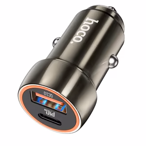 Automobilinis įkroviklis Hoco Z46A USB-A/Type-C PD20W+QC3.0 pilkas