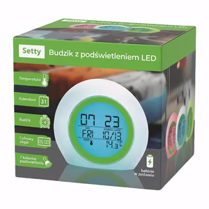 "Setty" žadintuvas su žalia LED šviesa