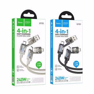 Laidas 4in1 USB A/C į USB C/Lightning Hoco 240W 1,2 m U151 juodas
