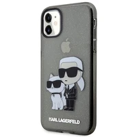 Karl Lagerfeld KLHCN61HNKCTGK iPhone 11 / Xr 6.1" juodas/juodas kietas dėklas Blizgučiai Karl&Choupette