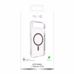 Puro Lite Mag TPU+PC magnetinis dėklas telefonui iPhone 17 Air - permatomas su rudu žiedu