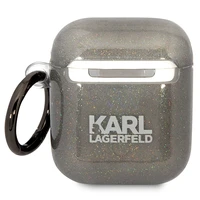 Karl Lagerfeld KLA2HNKCTGK Airpods 1/2 dėklas juodas/juodas Blizgučiai Karl&Choupette