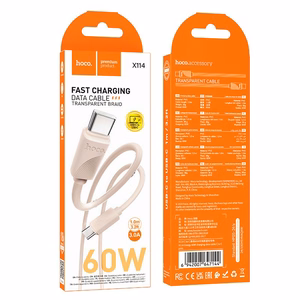 Kabelis USB-C į USB-C Hoco 3A 60W 1 m X114 rožinis