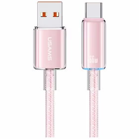USAMS laidas Cloud Series US-SJ658 6A USB-A į USB-C 1,2m rožinis