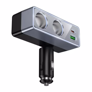 Automobilinis įkroviklis Hoco 1xUSB A + 1xUSB C+2x cigarečių degiklio prievadai PD QC3.0 max 240W/24V Z65B juodas
