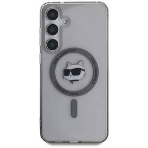 Karl Lagerfeld Mygtukas Choupette Galva Spausdintas Logotipas Magnetinis Samsung Galaxy S25 dėklas juoda
