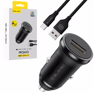 Blavec Automobilinis įkroviklis BS-01A-C Road - USB - QC 3.0 18W su USB to Type C cable (CCBS01ACR-UB) juodas