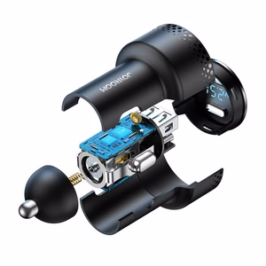 Automobilinis įkroviklis Joyroom „JR-CCD02" juodas 70W (2xUSB-C) su LED ekranu