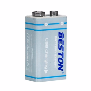 Baterija 9V (krona), įkraunama su USB-C lizdu, 1000mAh, Li-Ion