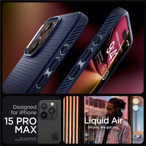 Spigen Liquid Air dėklas telefonui iPhone 15 Pro Max - mėlynas