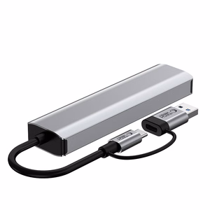 "Tech-Protect" HB03 HUB adapteris 5in1 USB-C + USB2.0 + USB3.0 + RJ45 - pilkas