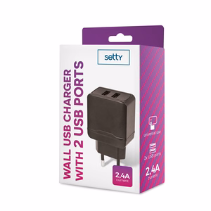 "Setty" įkroviklis 2x USB 2,4A, juodas