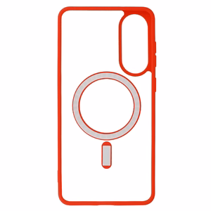 Akrilinis spalvotas Magsafe dėklas Samsung Galaxy S25 Edge raudonas