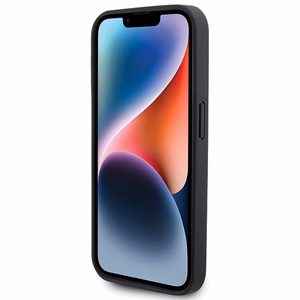 BMW BMHCP15L22PTDK dėklas telefonui iPhone 15 Pro 6.1" juodas/juodas odinis su trispalve emblema
