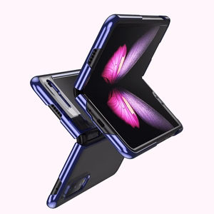 Plating dėklas kietas dėklas su elektroplokštės rėmeliu Samsung Galaxy Fold mėlynas
