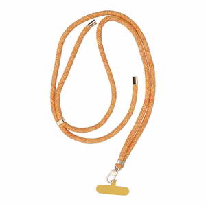 SWING (8mm) Telefono dirželis, Telefono pakabukas su reguliuojamu ilgiu / virvės ilgis 165cm (maks. 82.5cm kilpoje) / ant peties arba kaklo - oranžinė-balta