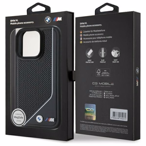 BMW M perforuota susukta linija Magnetinis dėklas iPhone 16 Pro - juodas