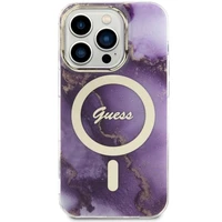 Guess GUHMP14LHTMRSU iPhone 14 Pro 6.1" violetinis/violetinis kietas dėklas Auksinis Marmuras MagSafe