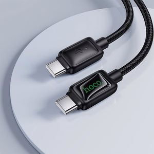 Kabelis su skystųjų kristalų ekranu USB C į USB C Hoco 3A 60W 1,2 m U146 juodas