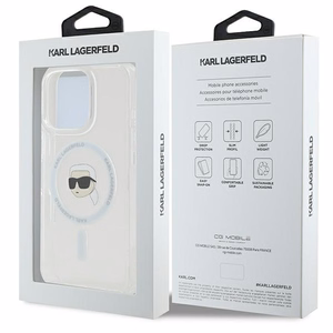 Karl Lagerfeld IML Metalinis Karl Head Magnetinis dėklas telefonui iPhone 16 Pro - baltas