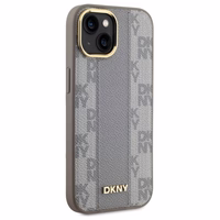 DKNY Odinis languotas mono raštas Magnetinis dėklas telefonui iPhone 15 Plus - smėlio spalvos