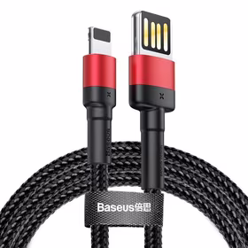 Baseus Cafule Dvipusis USB Lightning kabelis 2,4A 1m (juodas+raudonas)