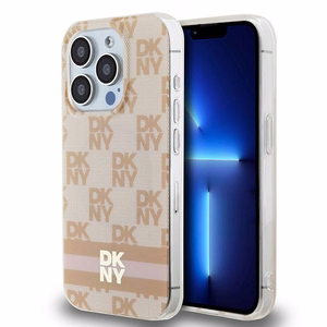 DKNY IML languotas mono raštas ir spausdintos juostelės Magnetinis dėklas iPhone 15 Pro Max - rožinė
