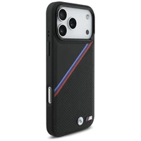 BMW M Tricolor Metal Logo MagSafe dėklas telefonui iPhone 17 Pro Max - juodas